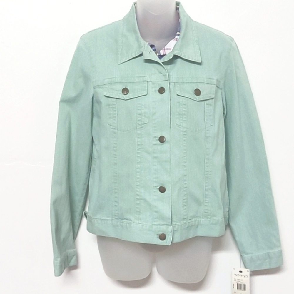NWT Womyn Mint Green Denim Jacket, Size 10